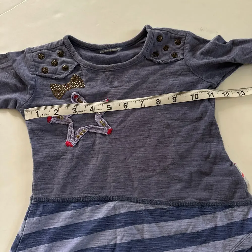 Naartjie Purple Stripe Star Embroidered Long Sleeve Top